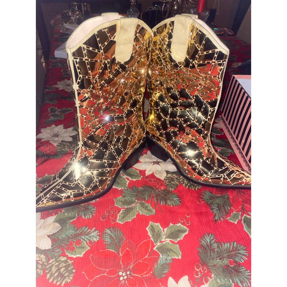 Women's Pazzle Gold cowboy Boots Size 7.5 - Picture 5 of 9